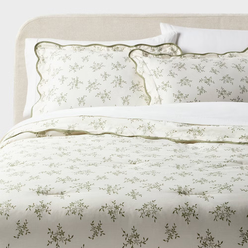 Floral scallop comforter and - floral,